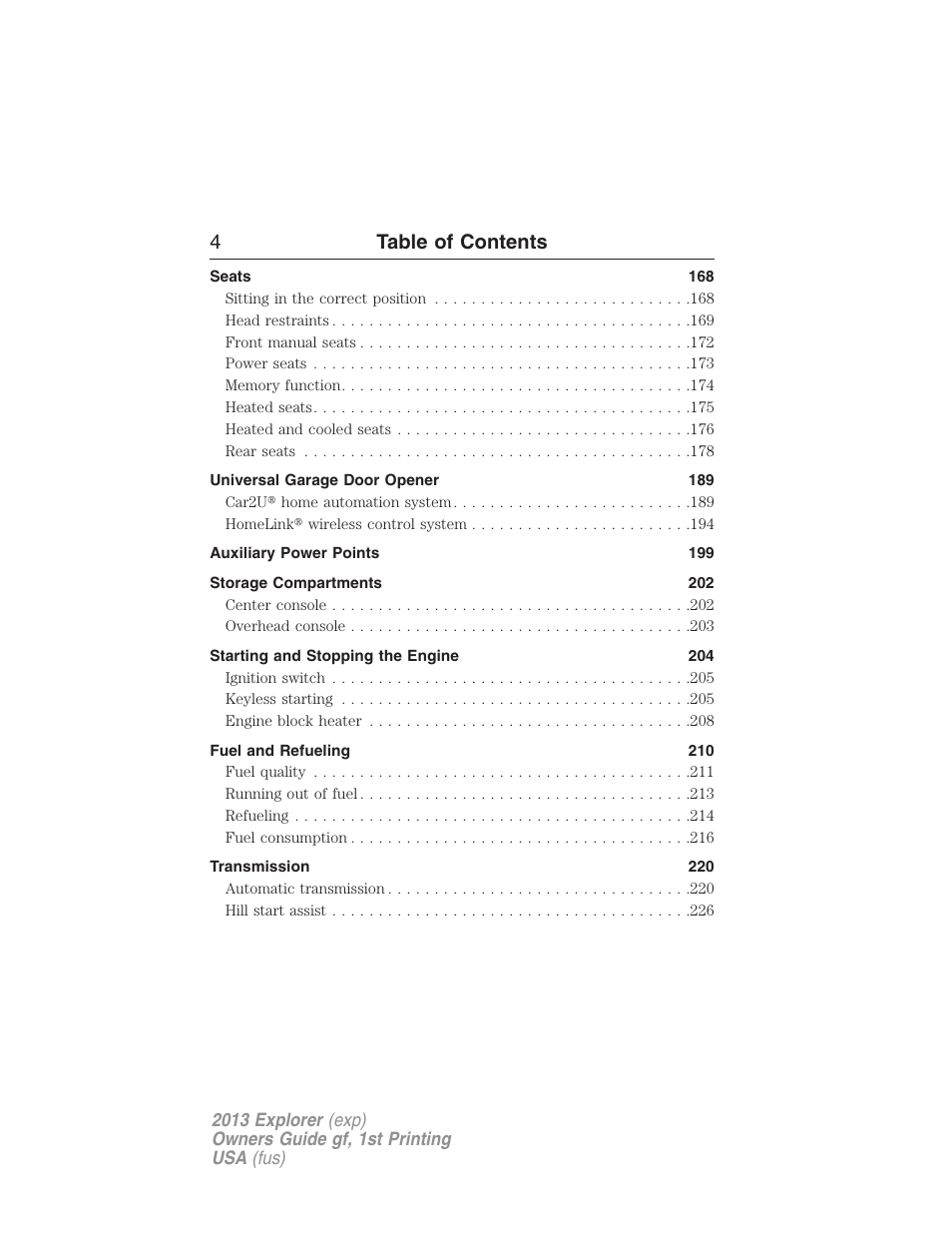 4table of contents | FORD 2013 Explorer v.1 User Manual | Page 4 / 576