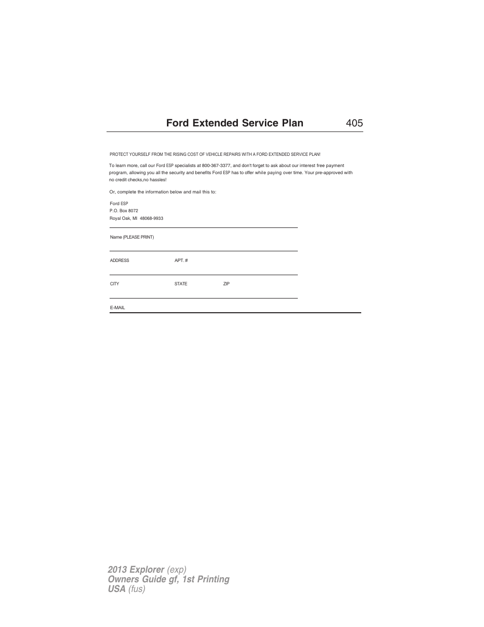 Ford extended service plan 405 | FORD 2013 Explorer v.1 User Manual | Page 405 / 576