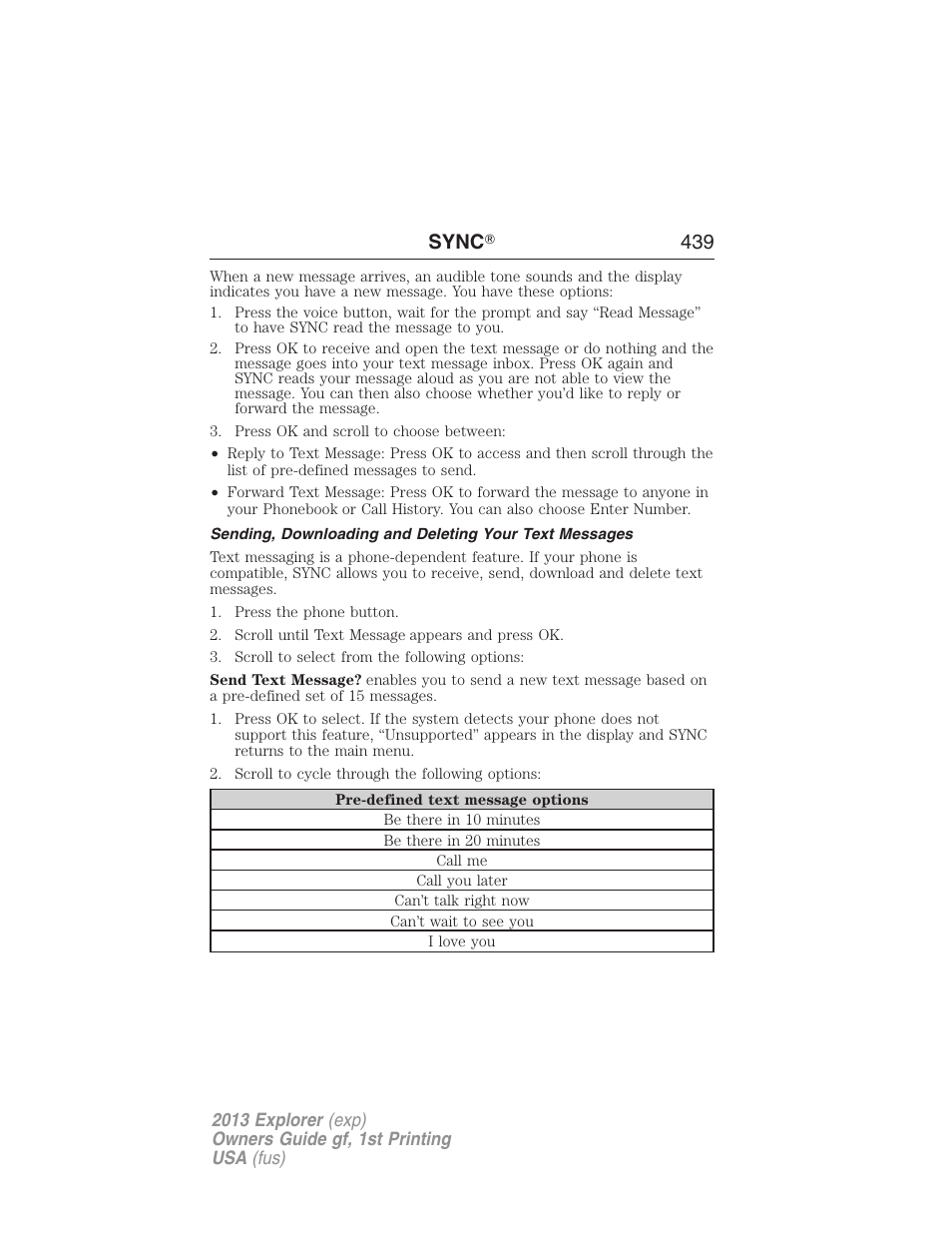 Sync ா 439 | FORD 2013 Explorer v.1 User Manual | Page 439 / 576