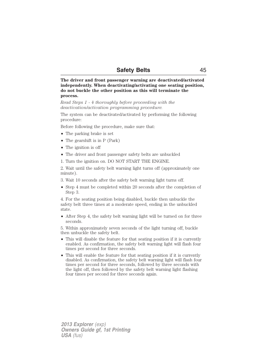 Safety belts 45 | FORD 2013 Explorer v.1 User Manual | Page 45 / 576