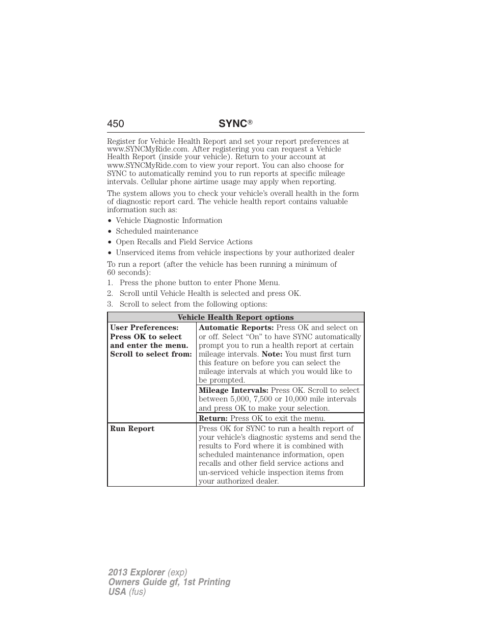 450 sync | FORD 2013 Explorer v.1 User Manual | Page 450 / 576