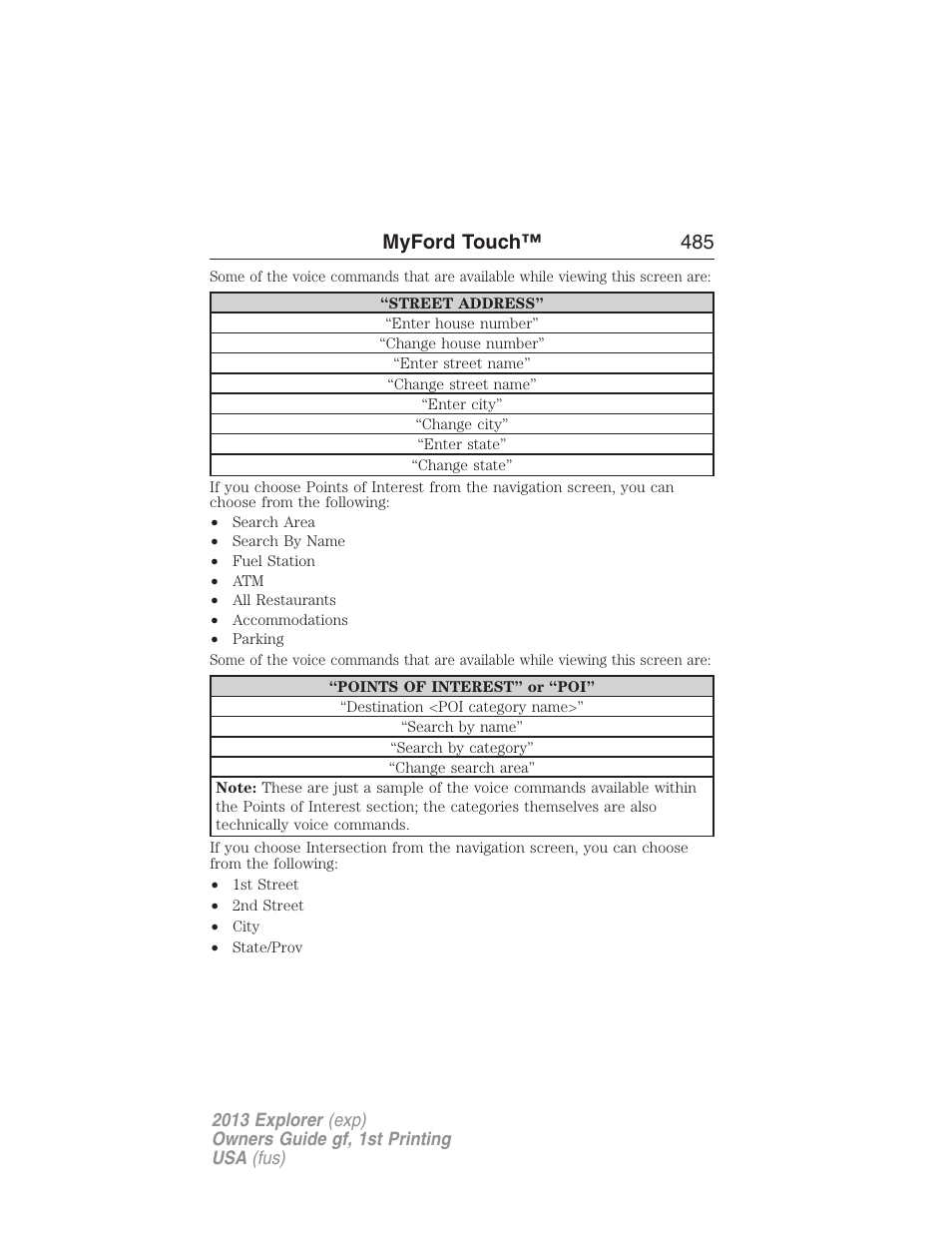 Myford touch™ 485 | FORD 2013 Explorer v.1 User Manual | Page 485 / 576