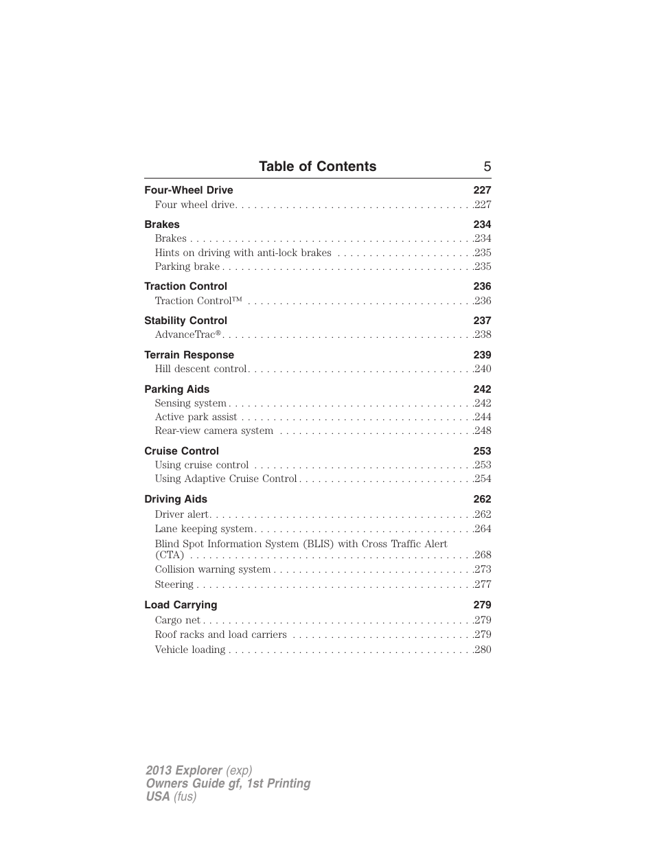 Table of contents 5 | FORD 2013 Explorer v.1 User Manual | Page 5 / 576