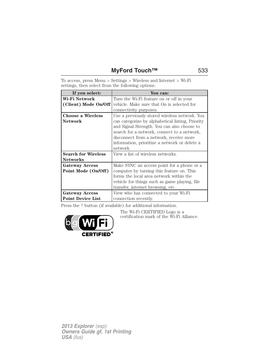 Myford touch™ 533 | FORD 2013 Explorer v.1 User Manual | Page 533 / 576