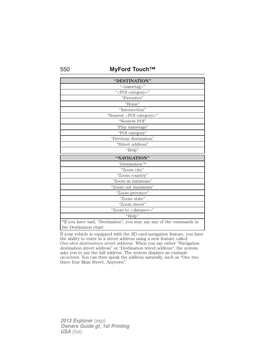 550 myford touch | FORD 2013 Explorer v.1 User Manual | Page 550 / 576