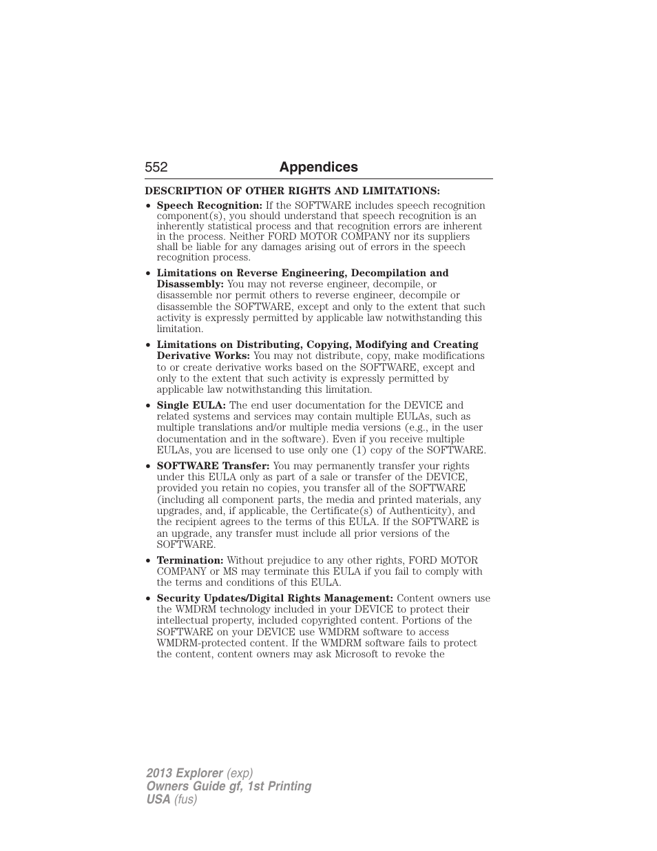 552 appendices | FORD 2013 Explorer v.1 User Manual | Page 552 / 576
