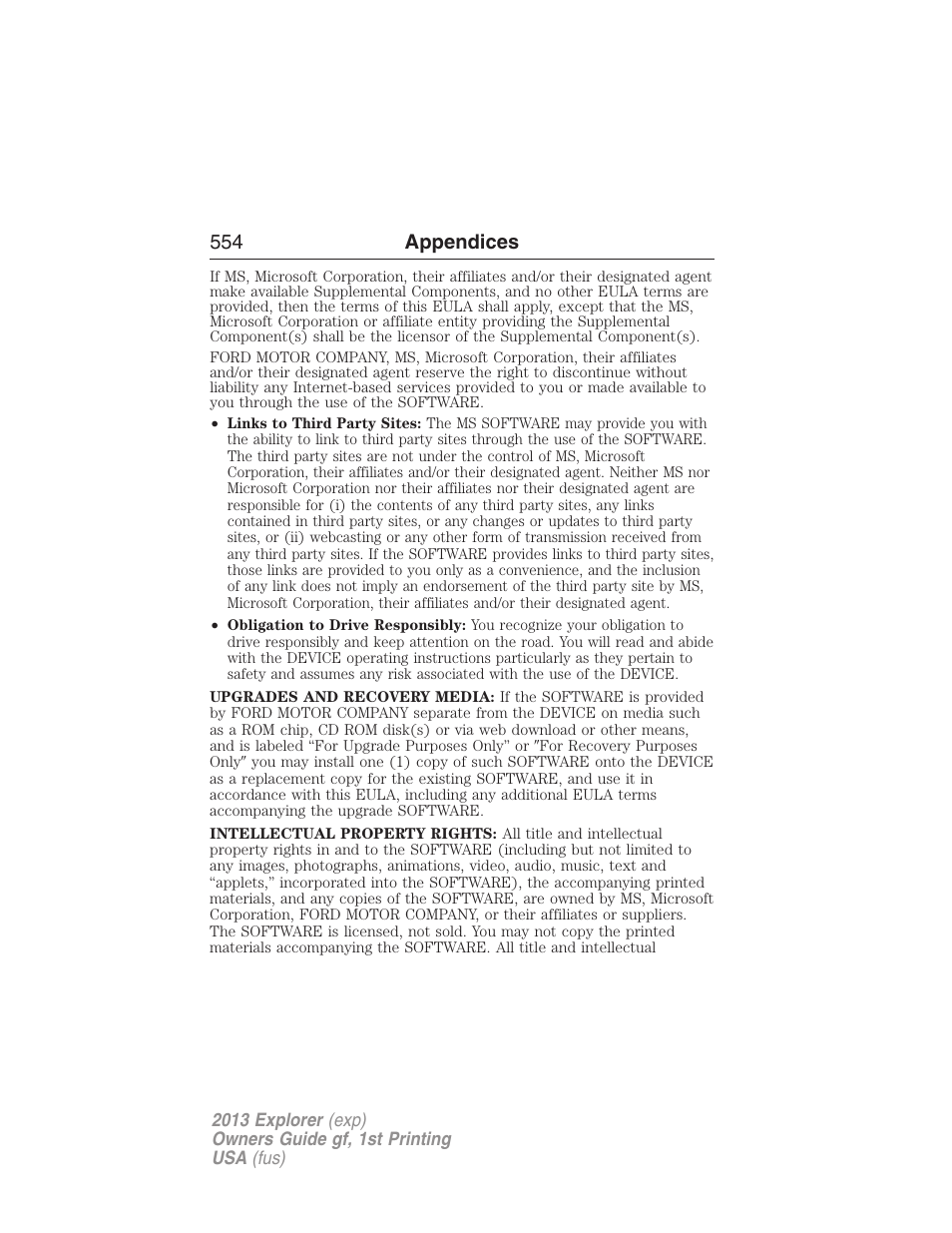 554 appendices | FORD 2013 Explorer v.1 User Manual | Page 554 / 576