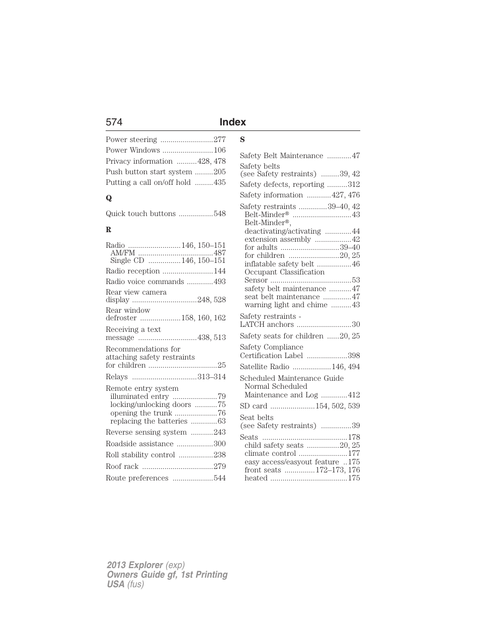 574 index | FORD 2013 Explorer v.1 User Manual | Page 574 / 576