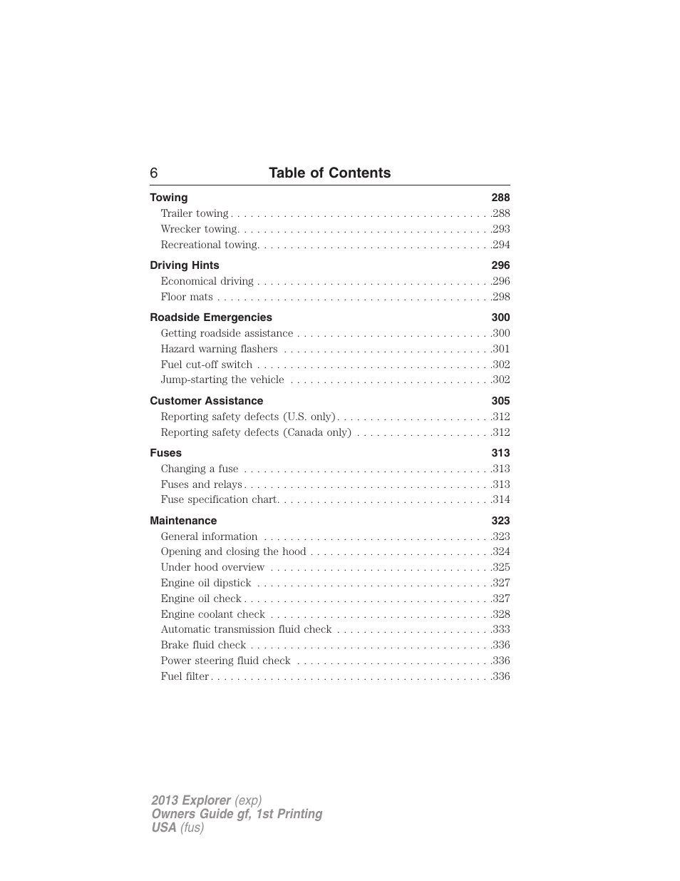 6table of contents | FORD 2013 Explorer v.1 User Manual | Page 6 / 576