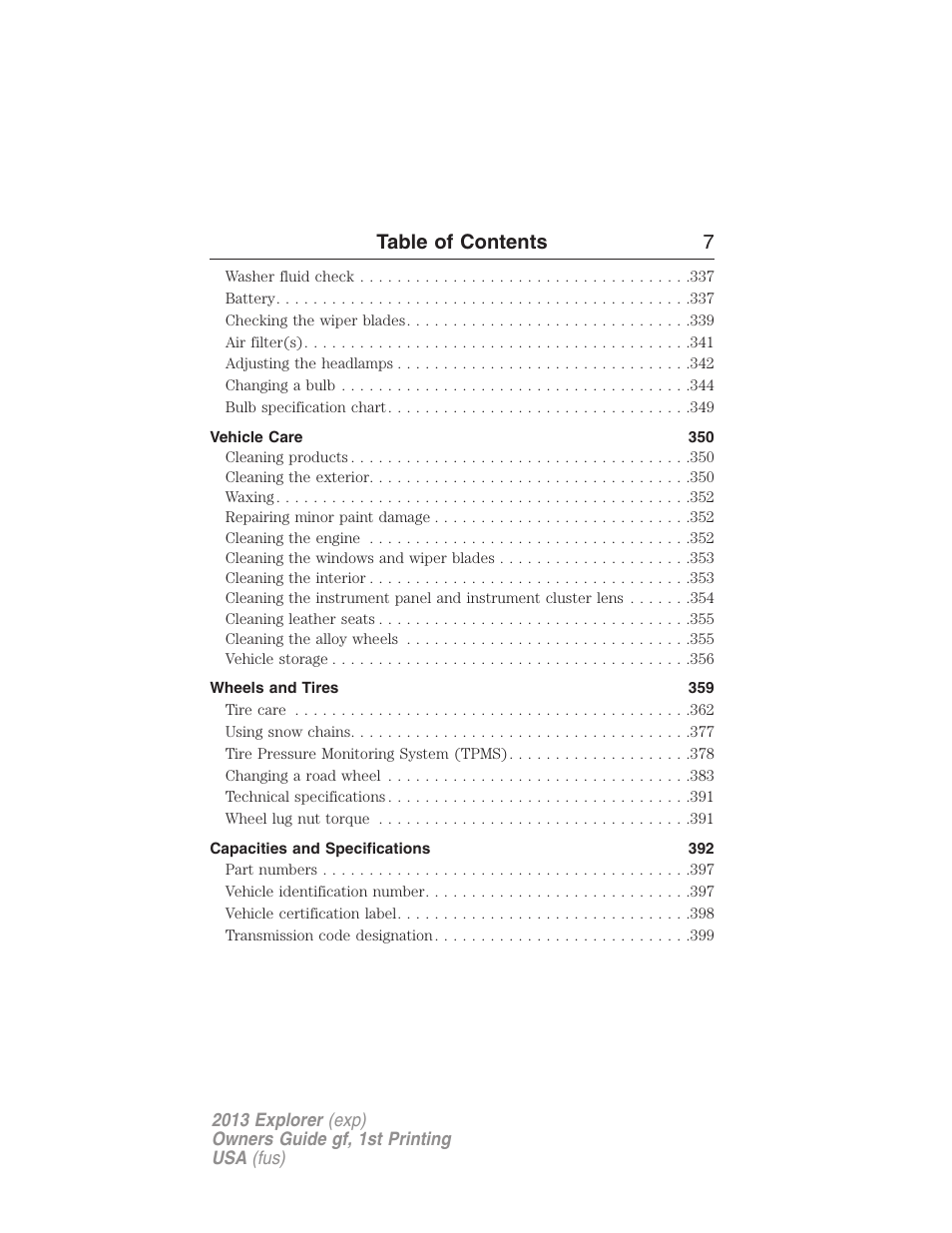 Table of contents 7 | FORD 2013 Explorer v.1 User Manual | Page 7 / 576