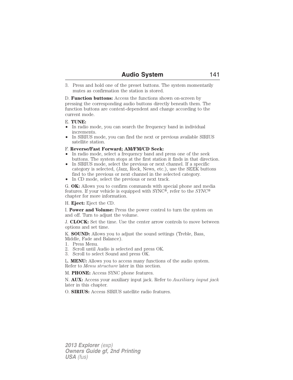 Audio system 141 | FORD 2013 Explorer v.2 User Manual | Page 141 / 565