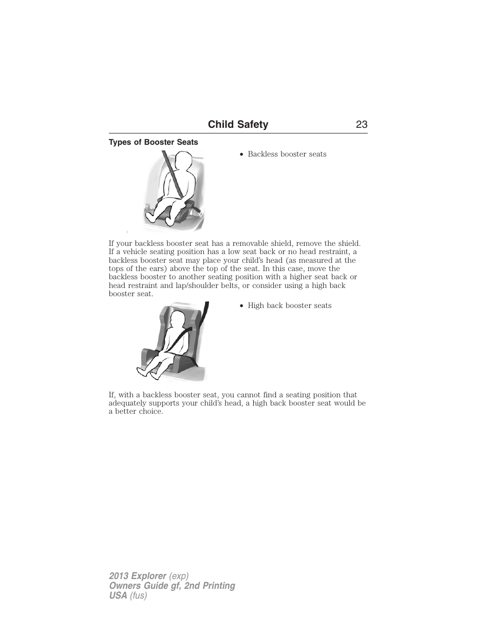 Types of booster seats | FORD 2013 Explorer v.2 User Manual | Page 23 / 565