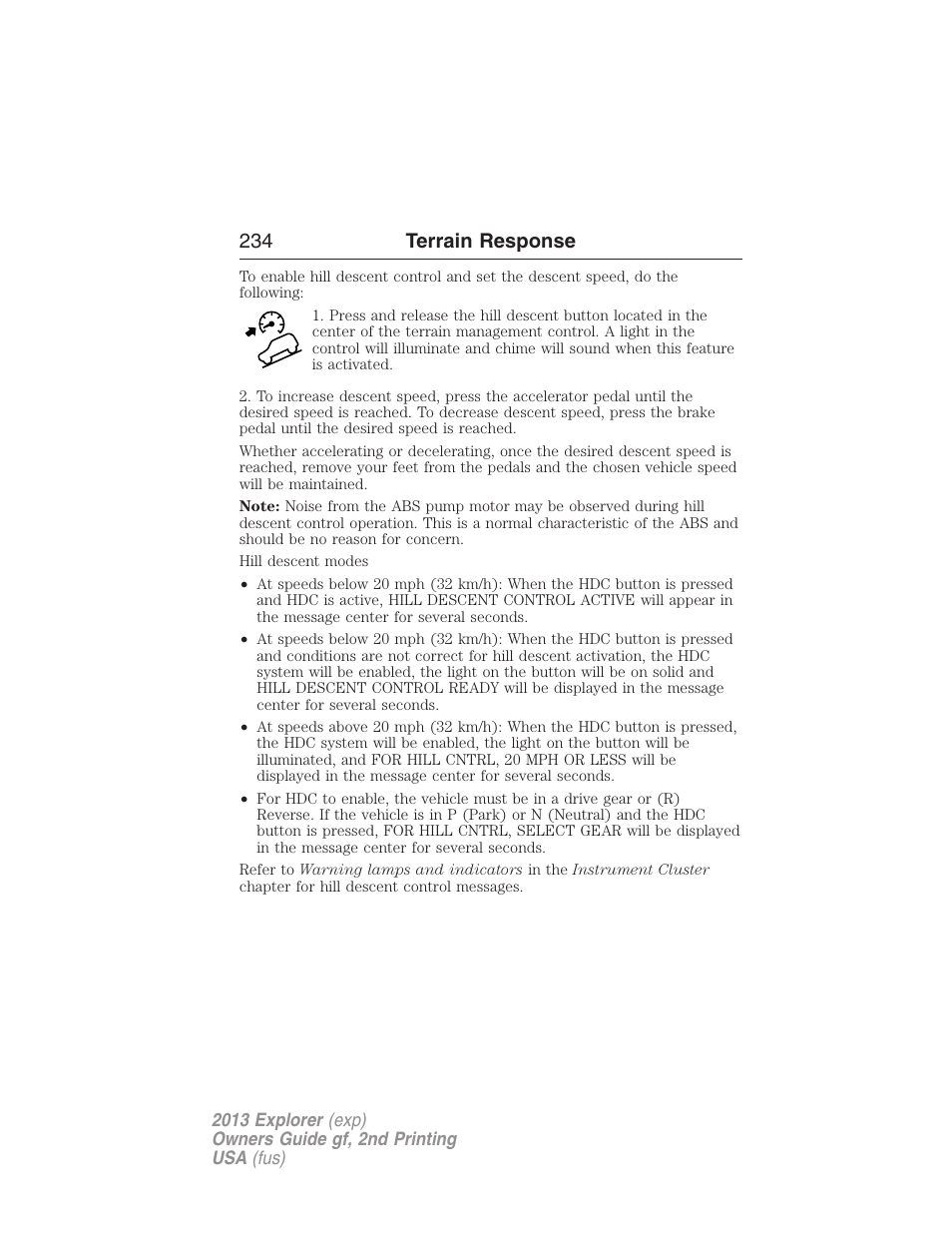 234 terrain response | FORD 2013 Explorer v.2 User Manual | Page 234 / 565