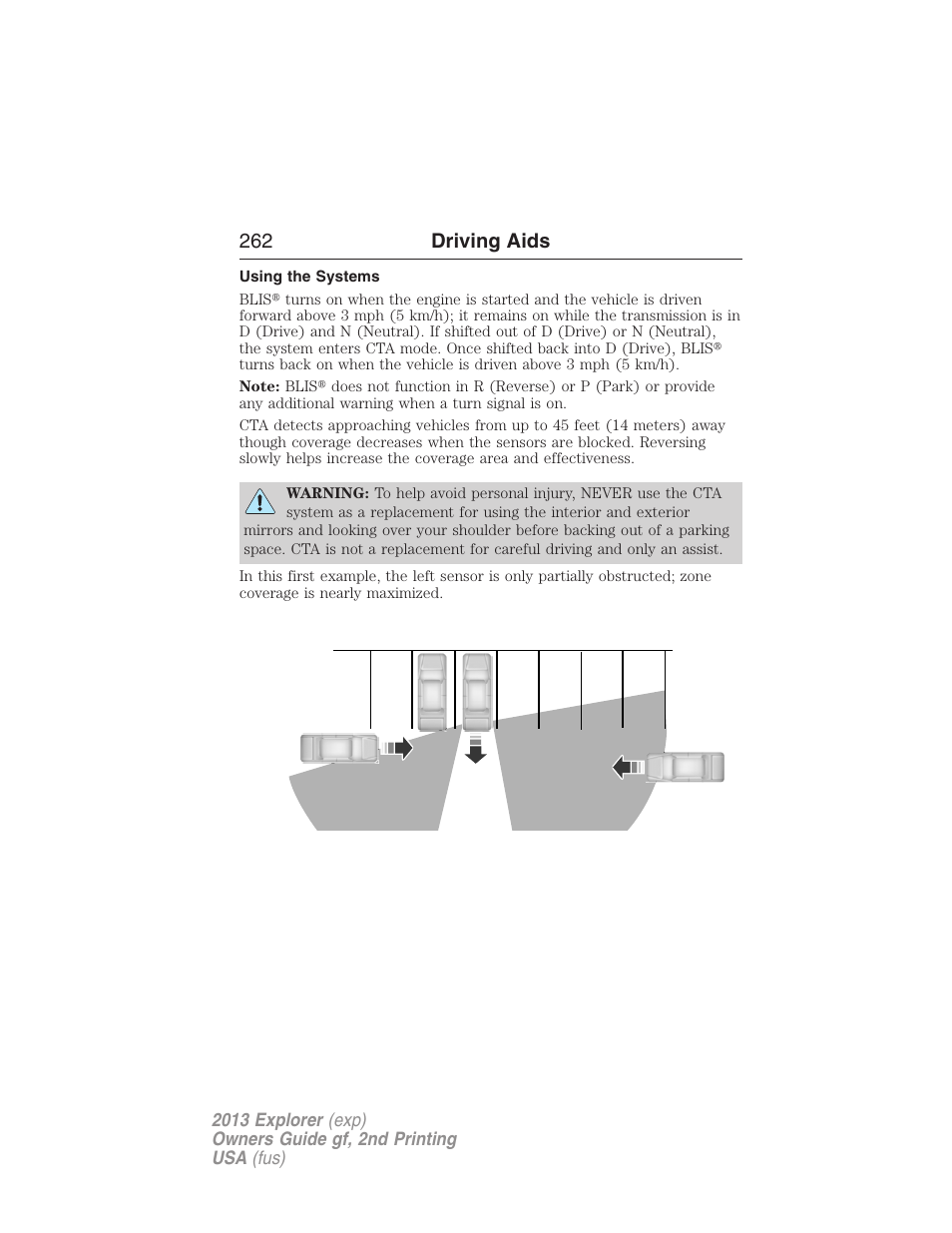 Using the systems, 262 driving aids | FORD 2013 Explorer v.2 User Manual | Page 262 / 565