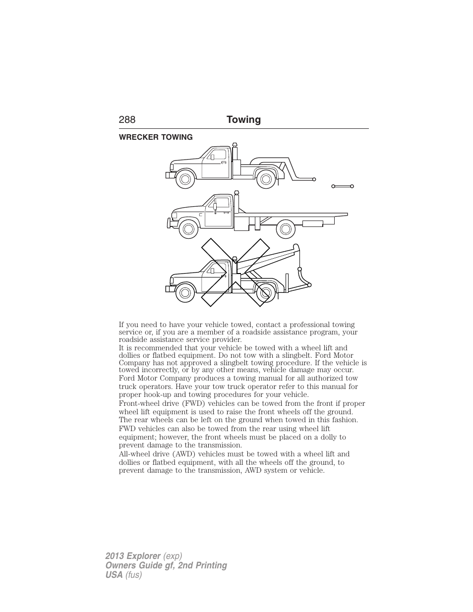 Wrecker towing | FORD 2013 Explorer v.2 User Manual | Page 288 / 565