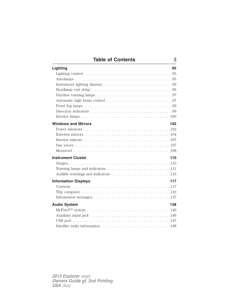 Table of contents 3 | FORD 2013 Explorer v.2 User Manual | Page 3 / 565