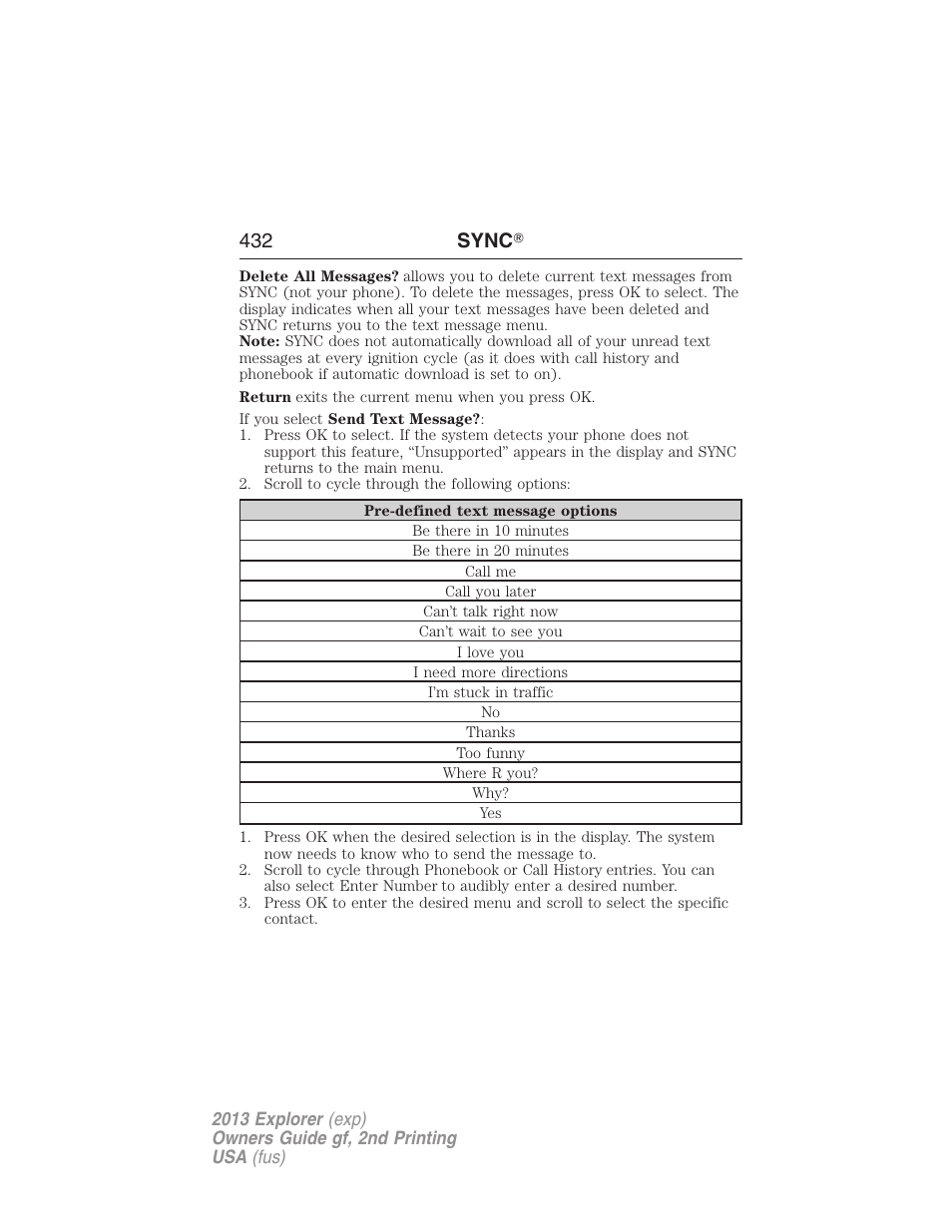 432 sync | FORD 2013 Explorer v.2 User Manual | Page 432 / 565