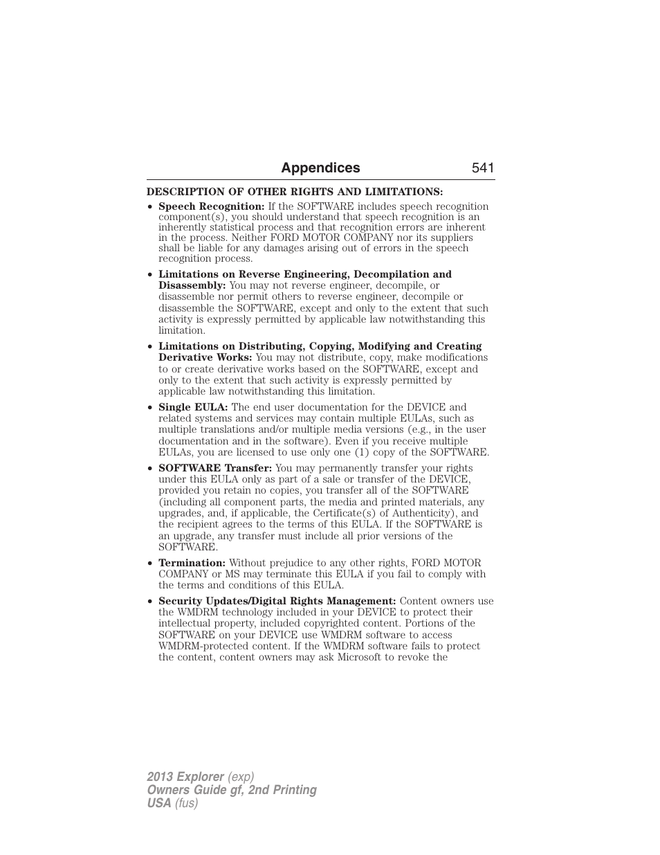 Appendices 541 | FORD 2013 Explorer v.2 User Manual | Page 541 / 565