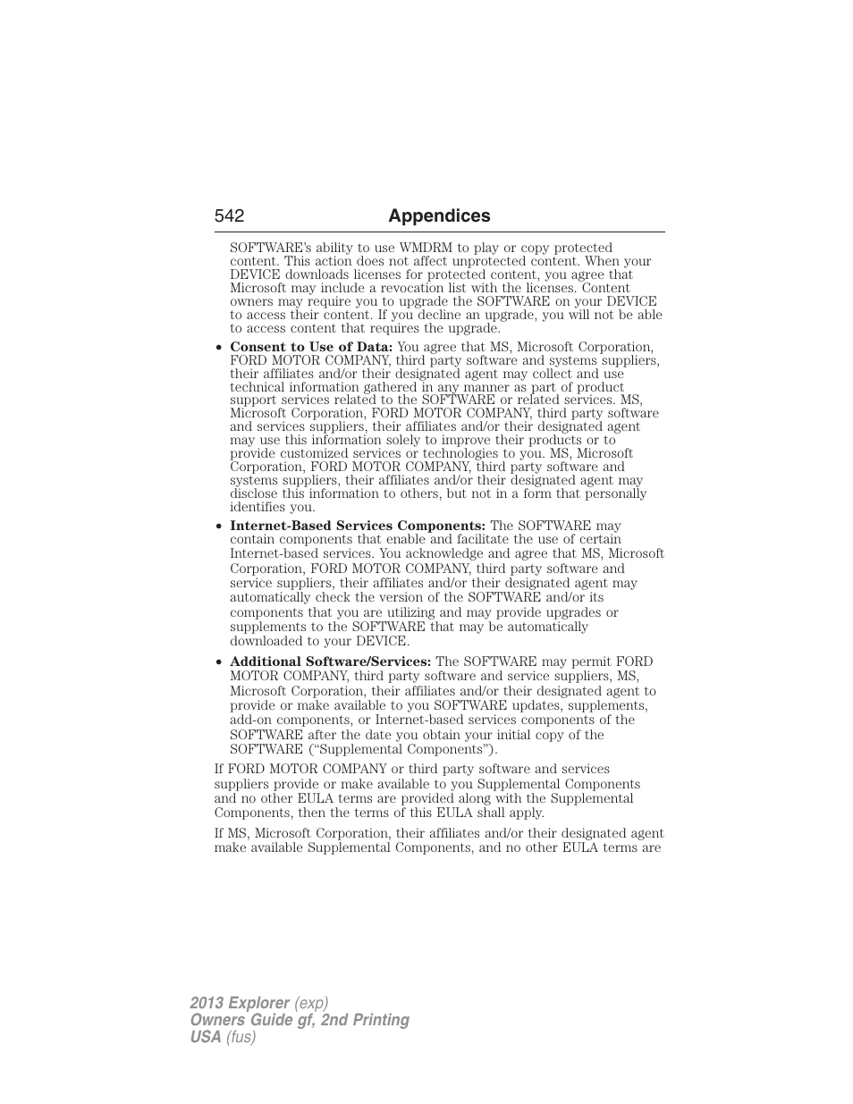 542 appendices | FORD 2013 Explorer v.2 User Manual | Page 542 / 565