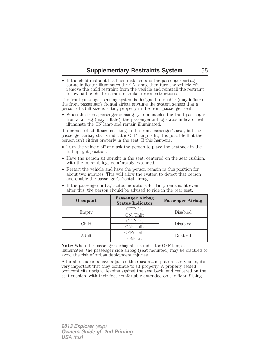 Supplementary restraints system 55 | FORD 2013 Explorer v.2 User Manual | Page 55 / 565