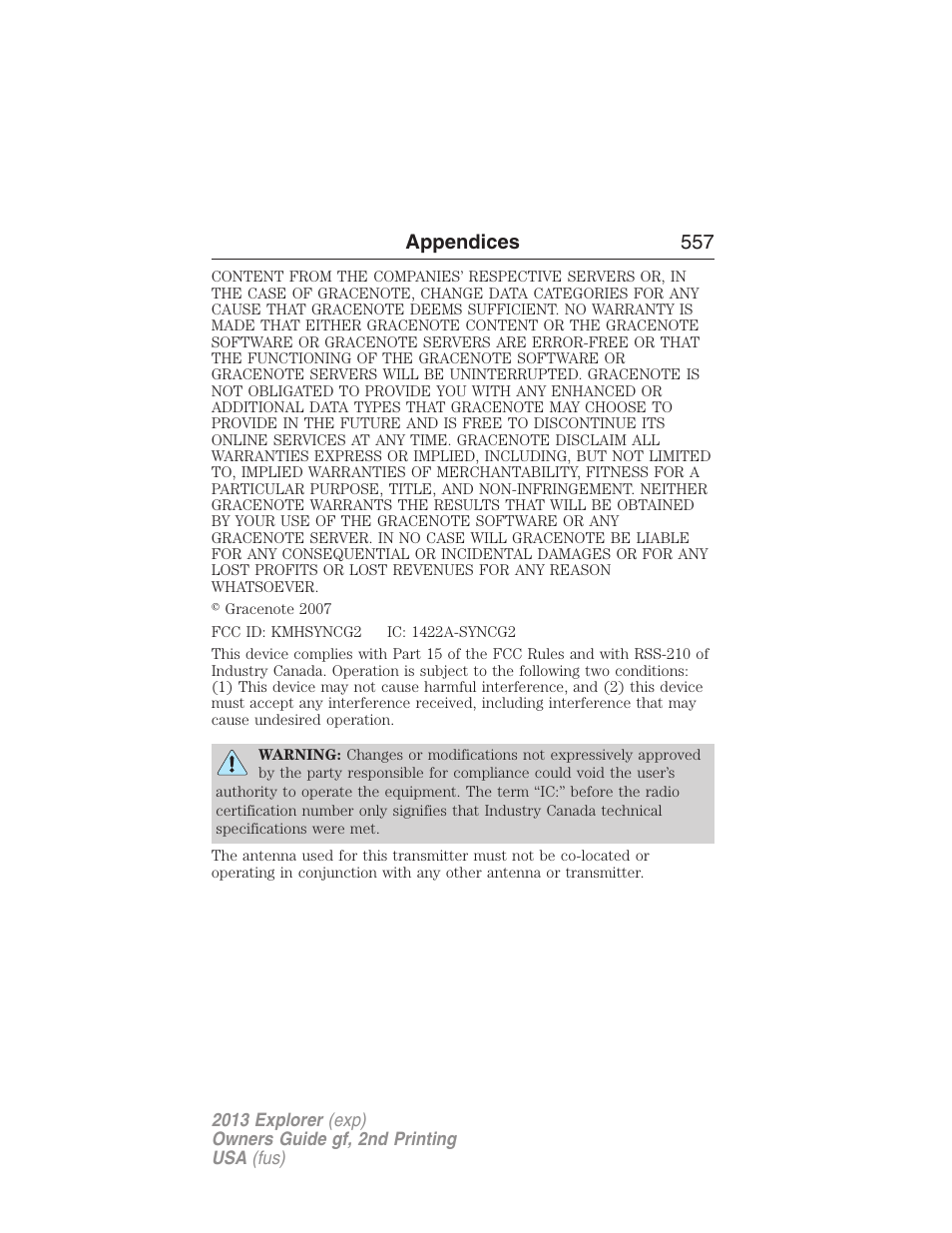 Appendices 557 | FORD 2013 Explorer v.2 User Manual | Page 557 / 565