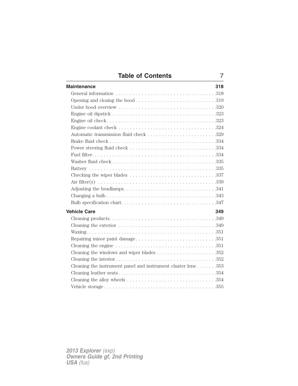 Table of contents 7 | FORD 2013 Explorer v.2 User Manual | Page 7 / 565