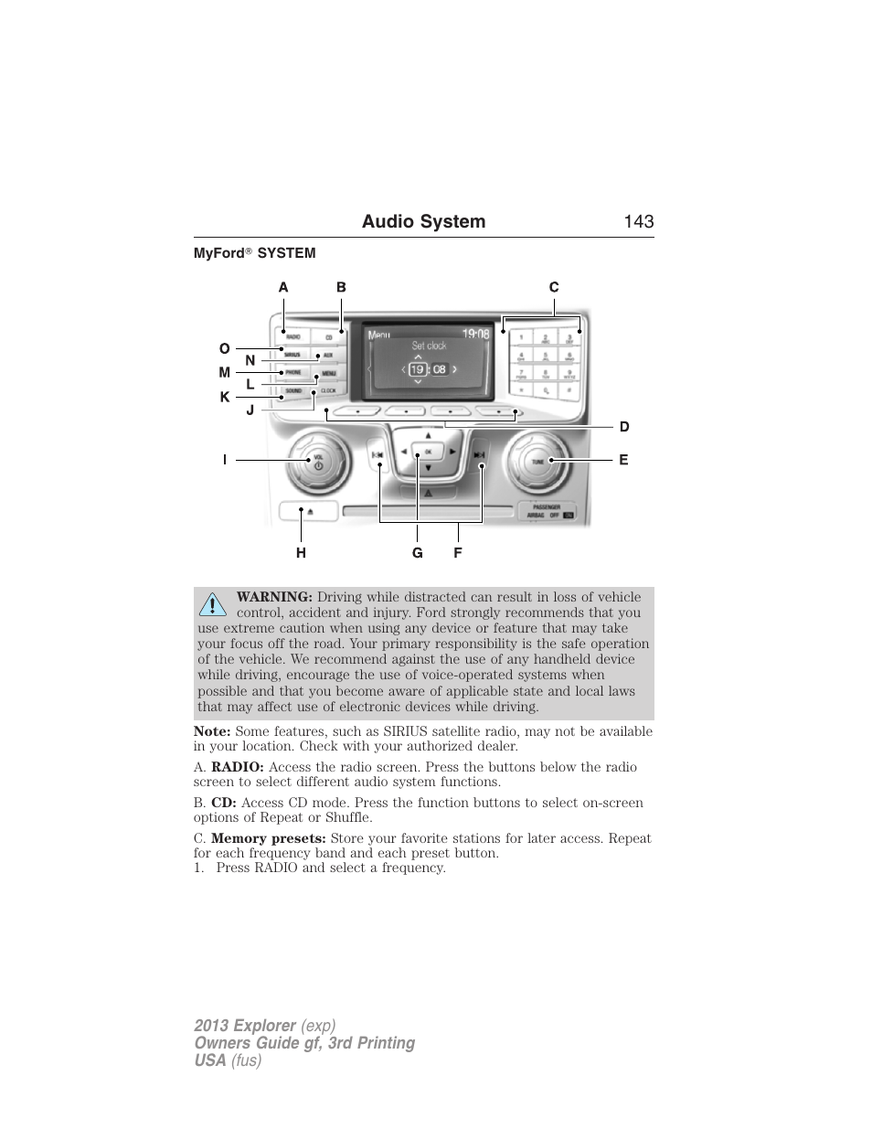 Myford? system, Myford™ system, Audio system 143 | FORD 2013 Explorer v.3 User Manual | Page 144 / 579