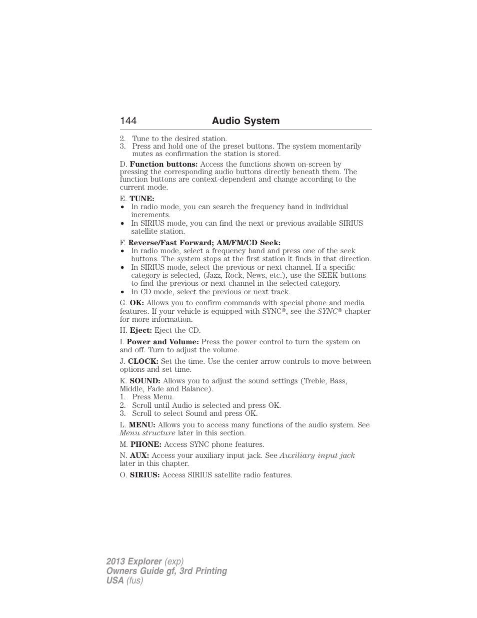 144 audio system | FORD 2013 Explorer v.3 User Manual | Page 145 / 579