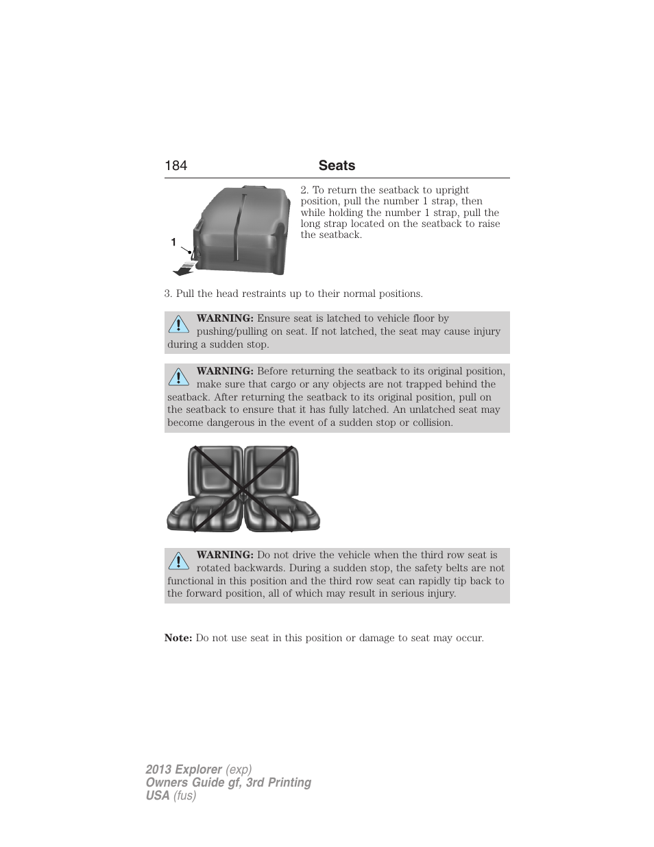 184 seats | FORD 2013 Explorer v.3 User Manual | Page 185 / 579
