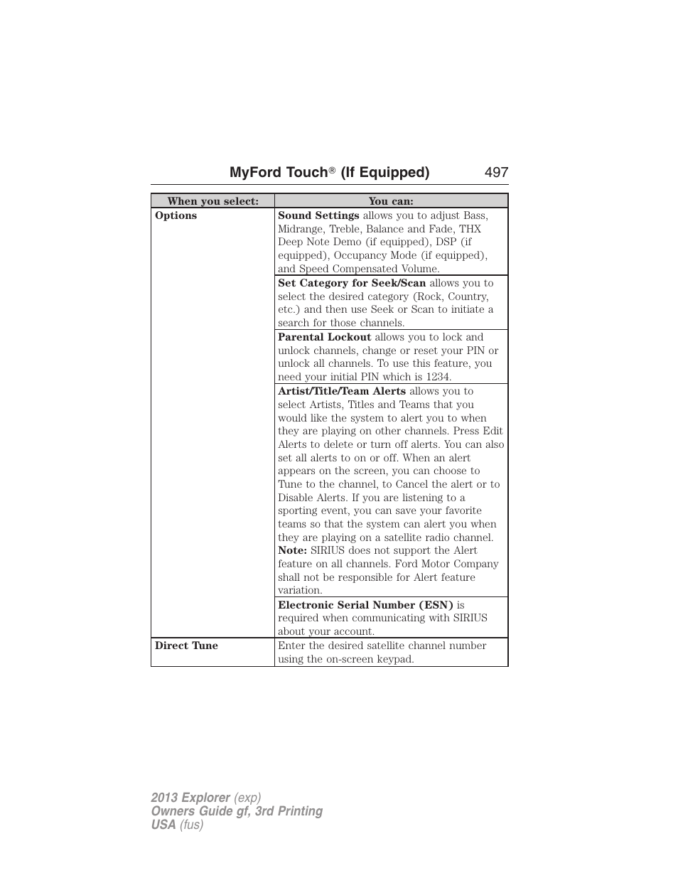 Myford touch ா (if equipped) 497 | FORD 2013 Explorer v.3 User Manual | Page 498 / 579