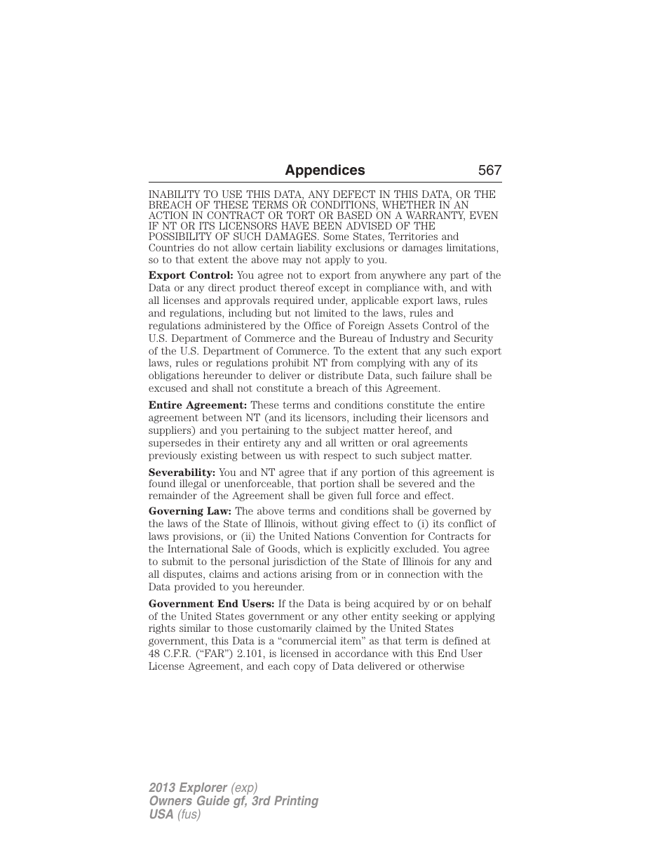 Appendices 567 | FORD 2013 Explorer v.3 User Manual | Page 568 / 579