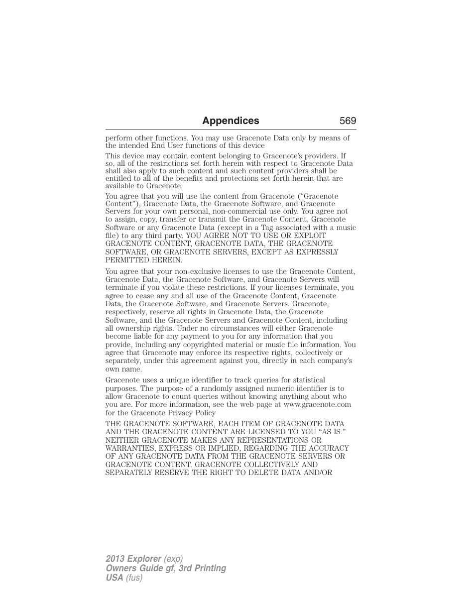 Appendices 569 | FORD 2013 Explorer v.3 User Manual | Page 570 / 579