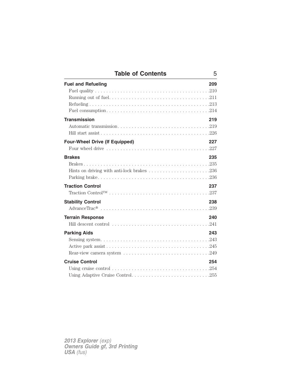 Table of contents 5 | FORD 2013 Explorer v.3 User Manual | Page 6 / 579