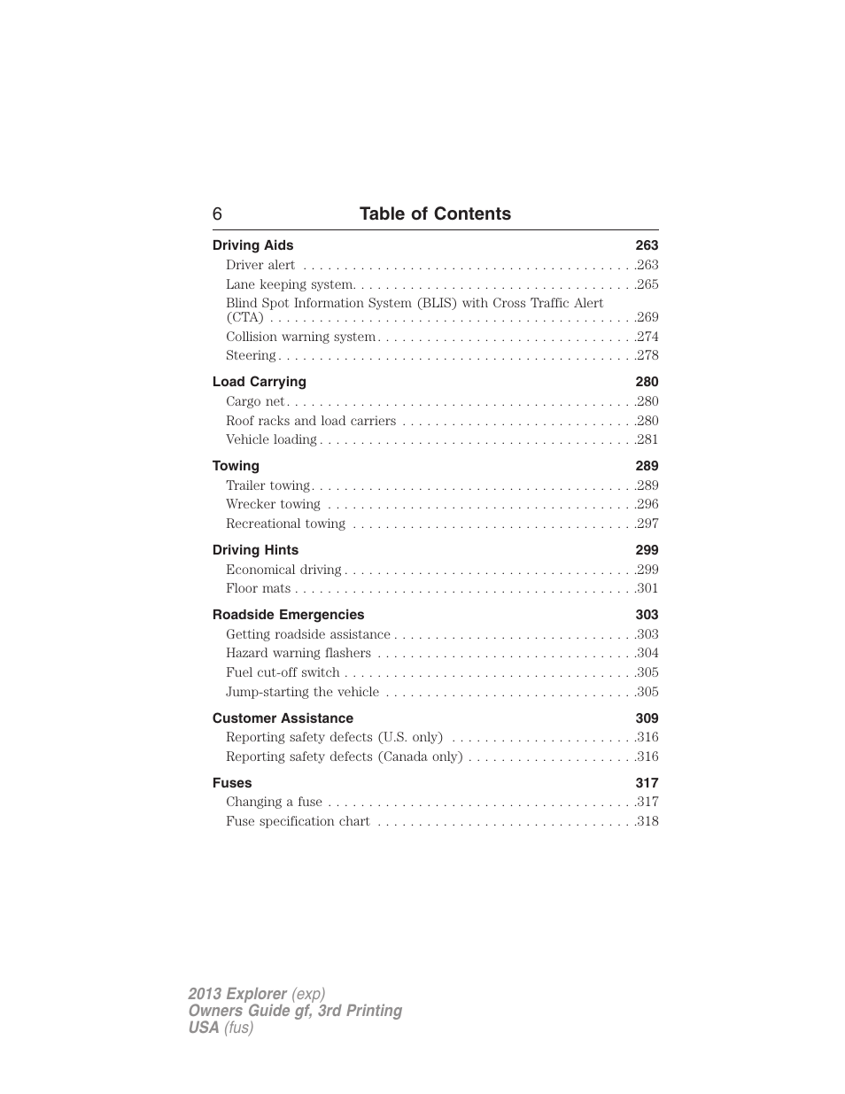 6table of contents | FORD 2013 Explorer v.3 User Manual | Page 7 / 579