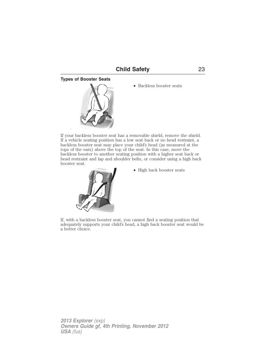 Types of booster seats | FORD 2013 Explorer v.4 User Manual | Page 24 / 586