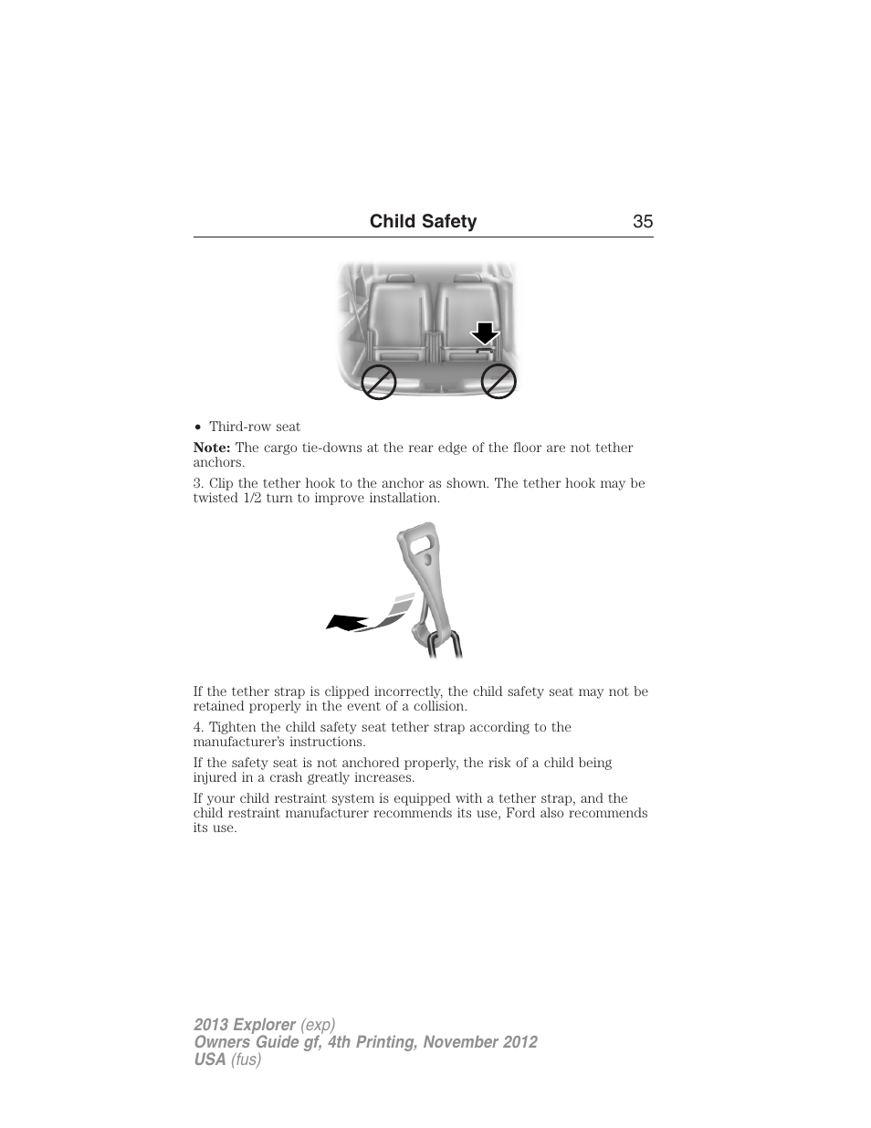 Child safety 35 | FORD 2013 Explorer v.4 User Manual | Page 36 / 586