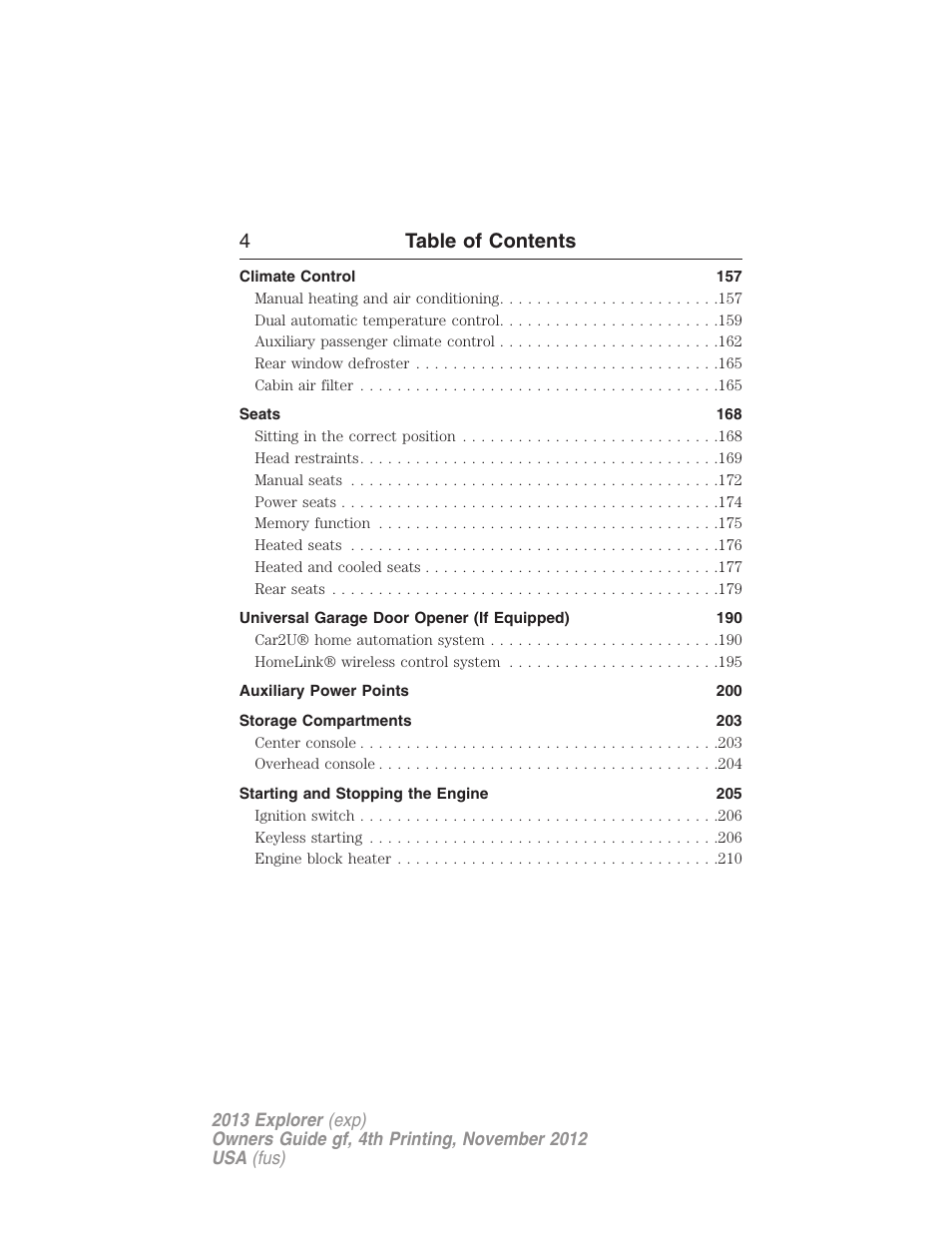 4table of contents | FORD 2013 Explorer v.4 User Manual | Page 5 / 586