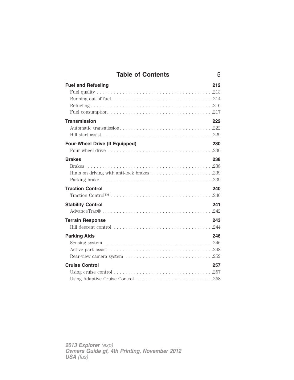 Table of contents 5 | FORD 2013 Explorer v.4 User Manual | Page 6 / 586