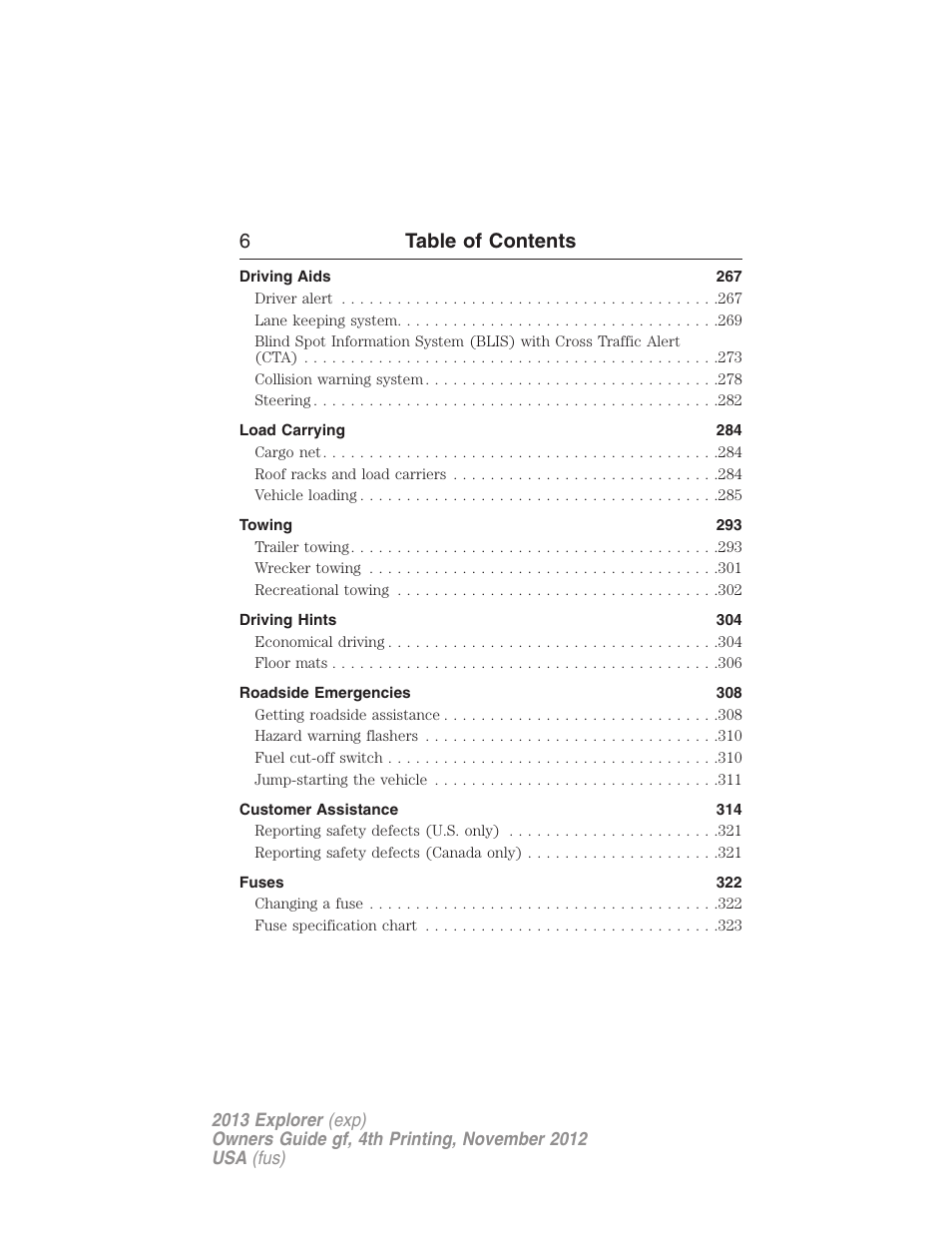 6table of contents | FORD 2013 Explorer v.4 User Manual | Page 7 / 586