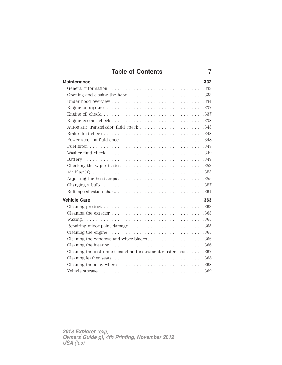 Table of contents 7 | FORD 2013 Explorer v.4 User Manual | Page 8 / 586