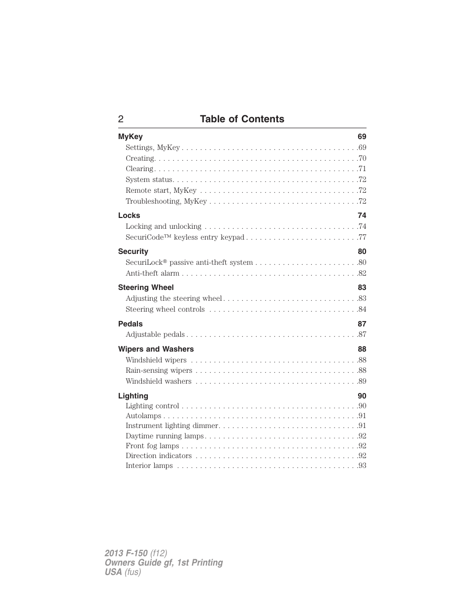 2table of contents | FORD 2013 F-150 v.1 User Manual | Page 2 / 570