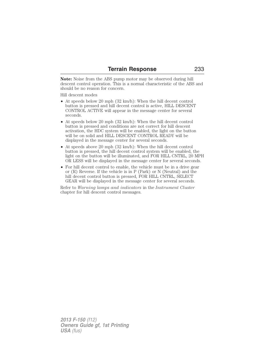 Terrain response 233 | FORD 2013 F-150 v.1 User Manual | Page 233 / 570