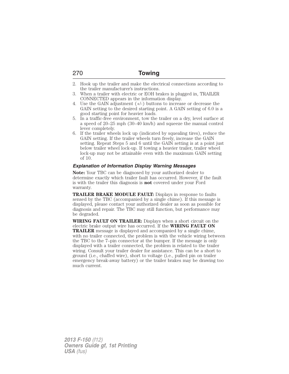 270 towing | FORD 2013 F-150 v.1 User Manual | Page 270 / 570