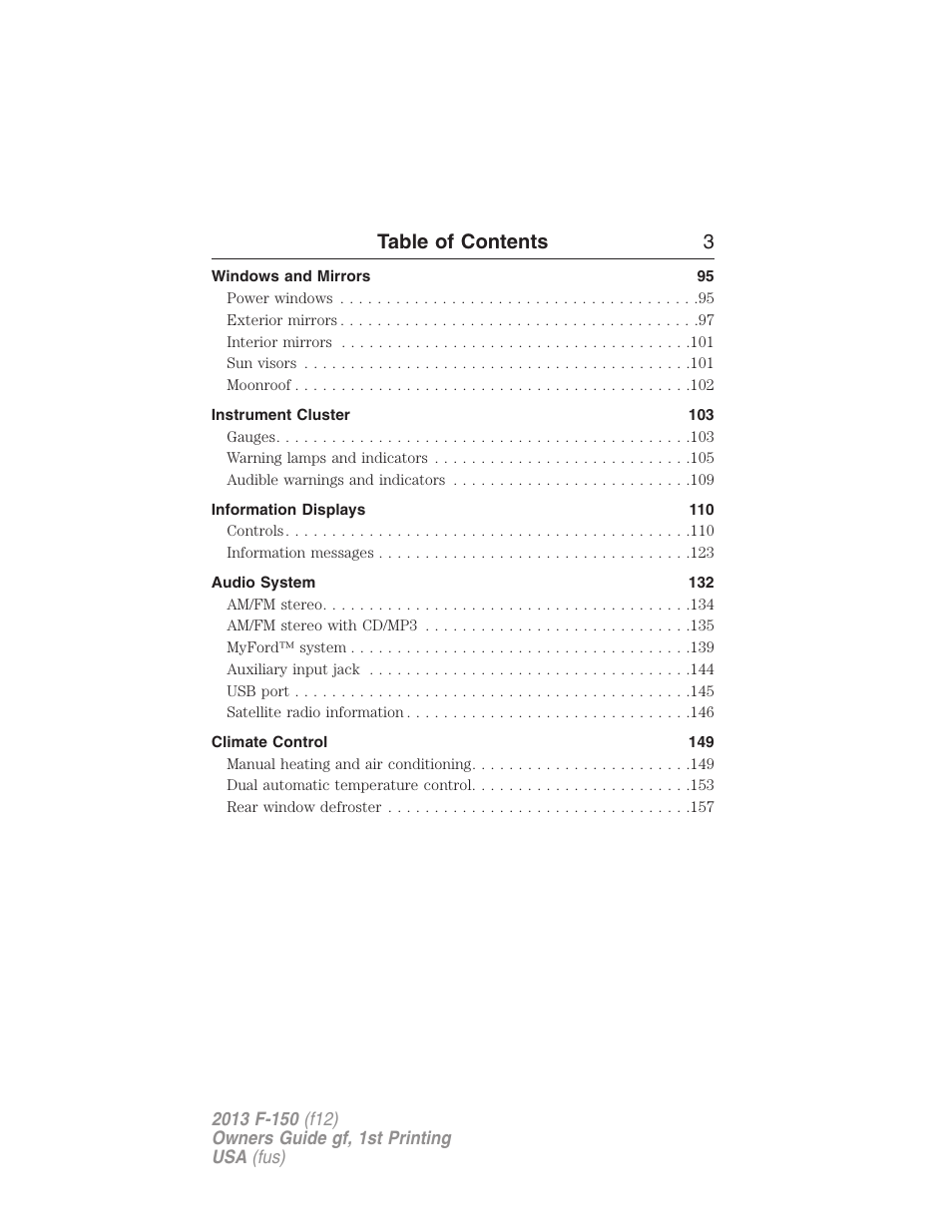 Table of contents 3 | FORD 2013 F-150 v.1 User Manual | Page 3 / 570