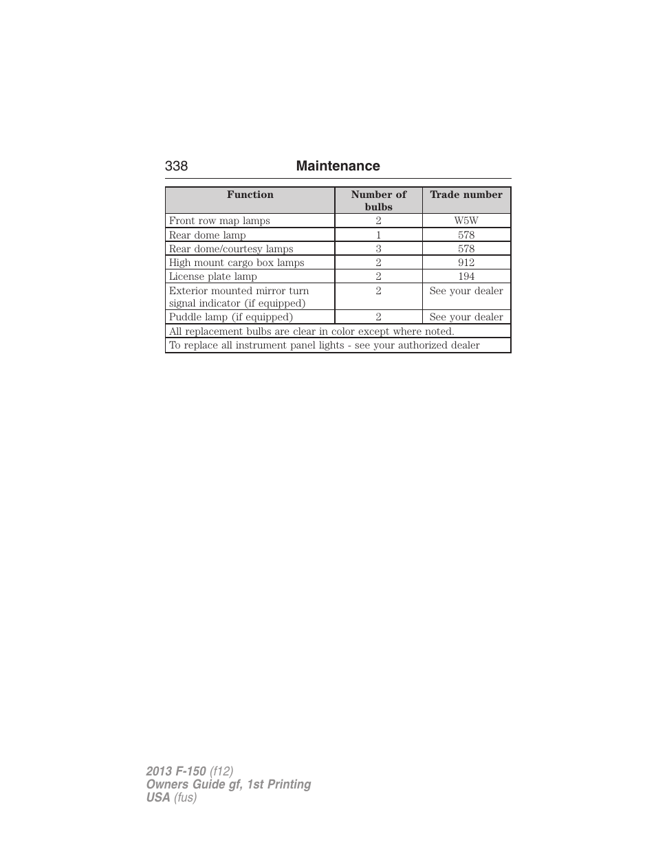 338 maintenance | FORD 2013 F-150 v.1 User Manual | Page 338 / 570