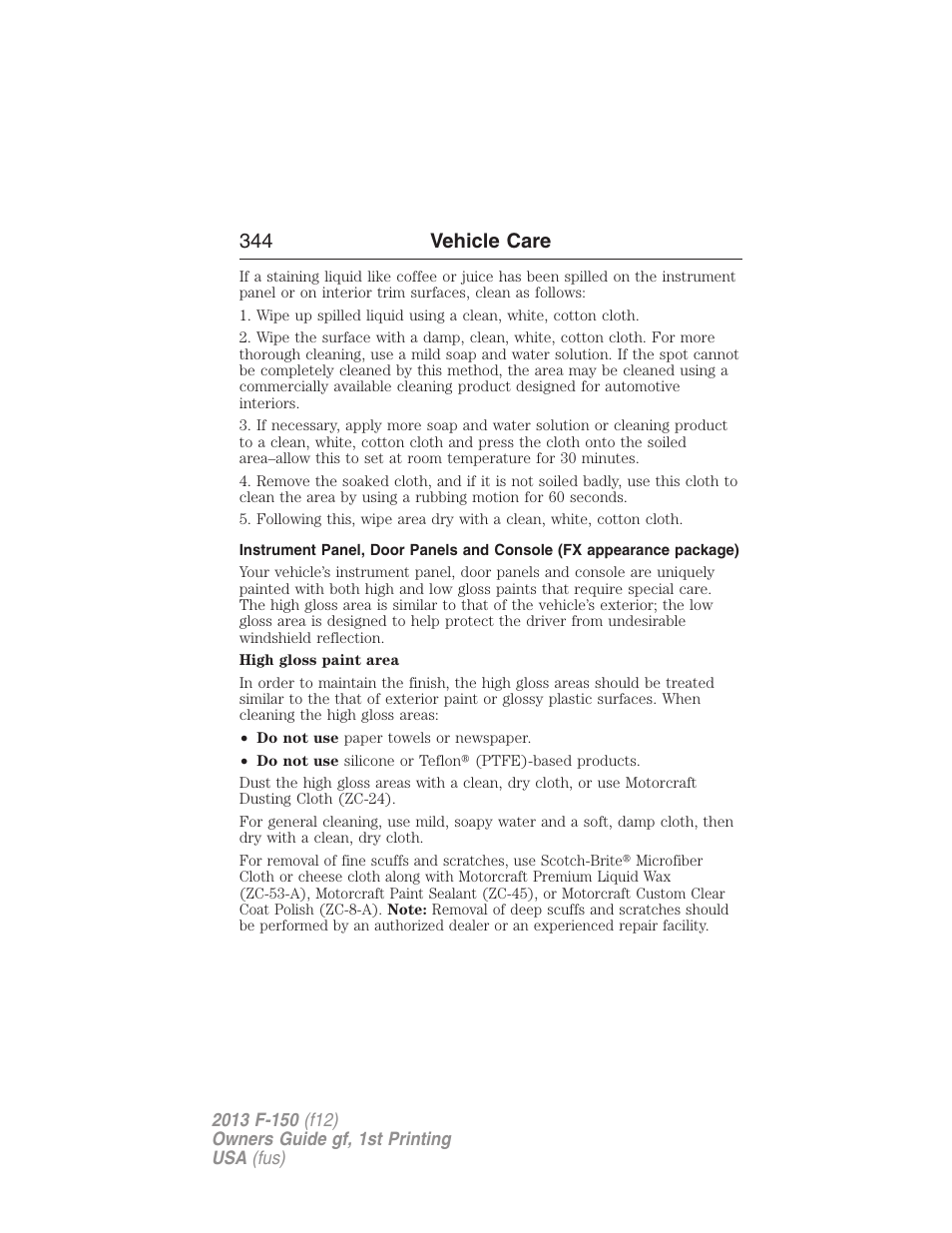 344 vehicle care | FORD 2013 F-150 v.1 User Manual | Page 344 / 570