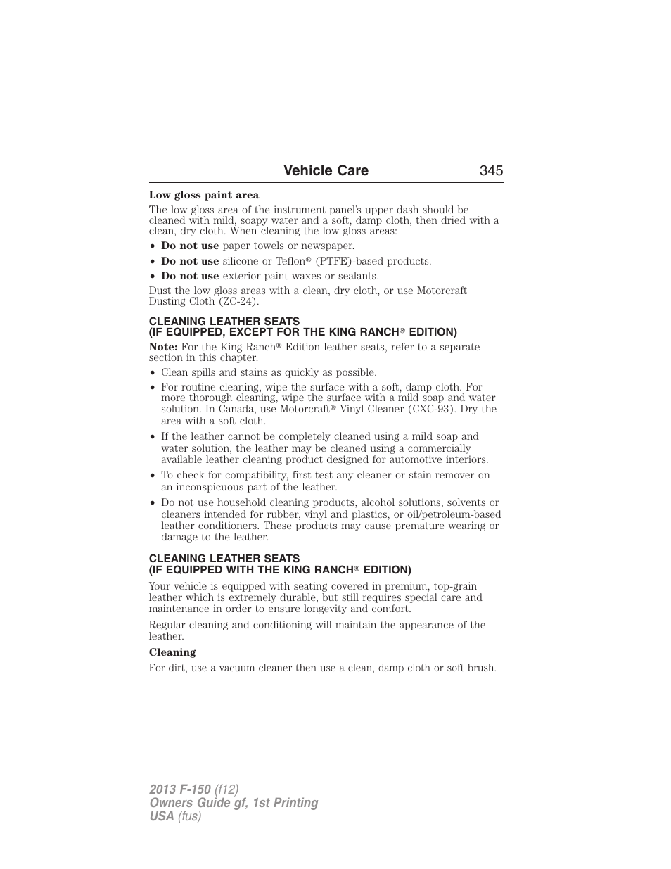 Vehicle care 345 | FORD 2013 F-150 v.1 User Manual | Page 345 / 570