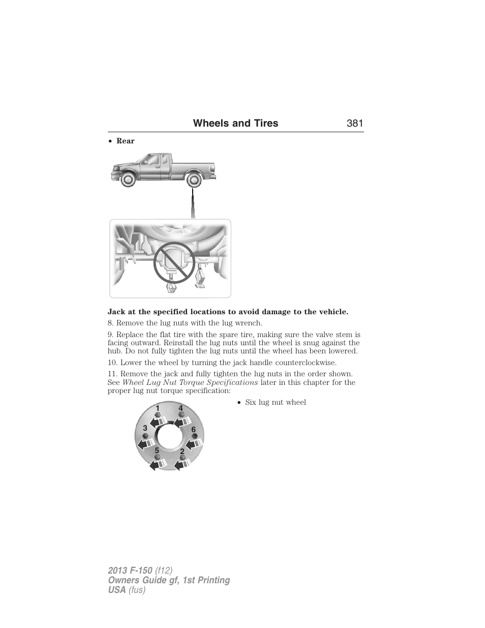 Wheels and tires 381 | FORD 2013 F-150 v.1 User Manual | Page 381 / 570