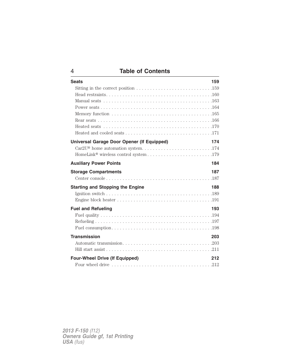 4table of contents | FORD 2013 F-150 v.1 User Manual | Page 4 / 570