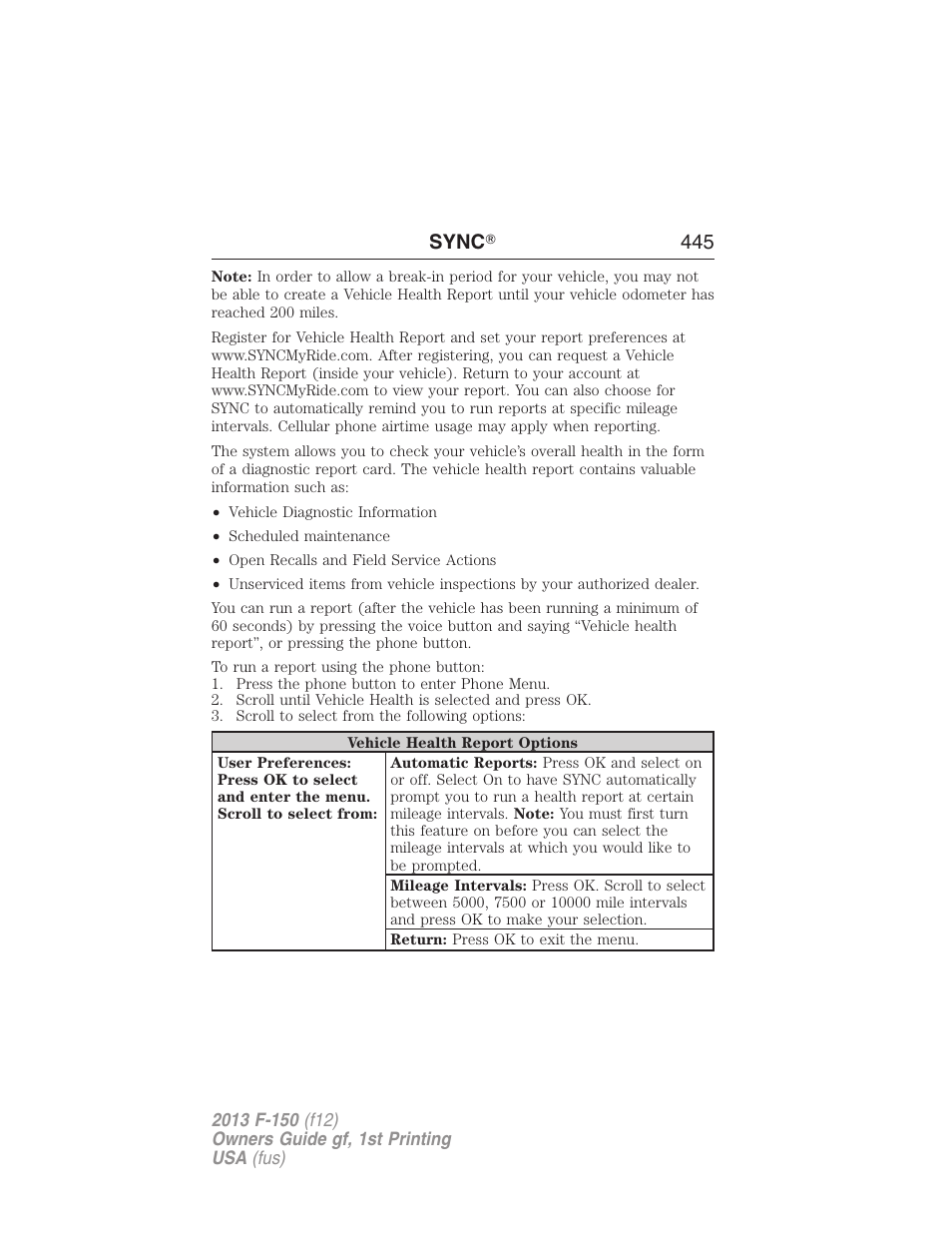 Sync ா 445 | FORD 2013 F-150 v.1 User Manual | Page 445 / 570